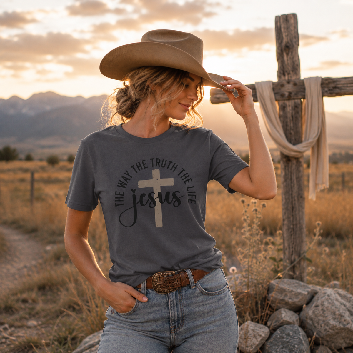 Jesus Cross Tee — "The Way The Truth The Life" Christian Faith T-Shirt