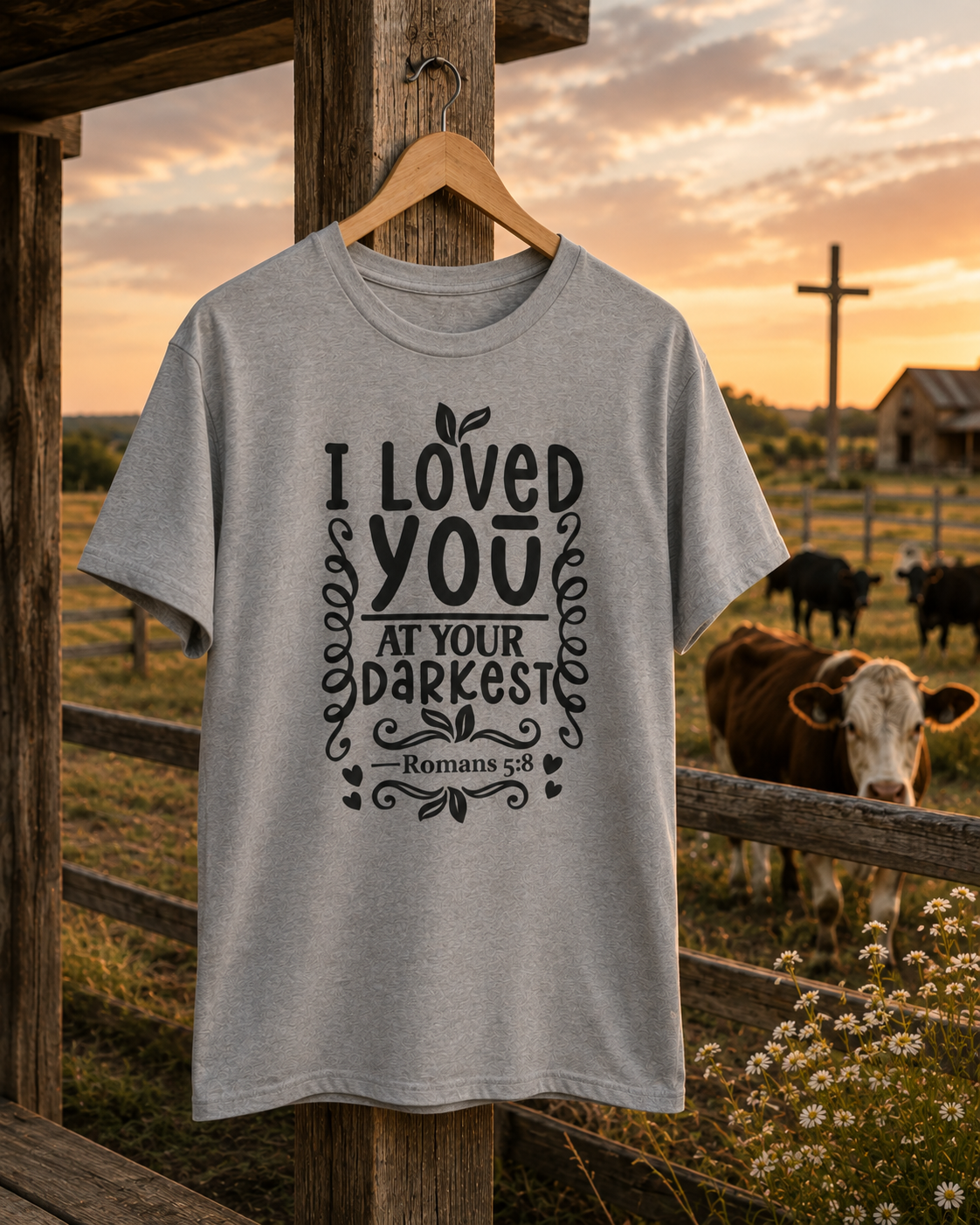 I Loved You At Your Darkest Tee — Romans 5:8 Christian Inspirational T-Shirt