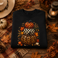 Stacked Fall Pumpkins Crewneck Sweatshirt — Leopard & Check Pumpkin Autumn Sweater