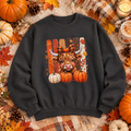 Autumn Highland Cow Pumpkin Sweatshirt — Cute Fall Cow Graphic Crewneck